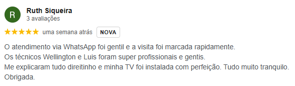 Avaliacao de cliente real no Google, numero 3